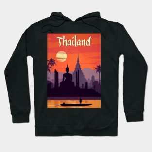 Thailand Angor Wat and Buddha Travel and Tourism Poster Print Hoodie